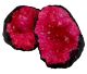 Powerball geode pair small (colored) 5-8 cm dark outside and sparkling pink inside.