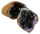 Powerball geode pair small (colored) 5-8 cm light outside and purple gray inside.