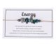 Rohes Edelstein-Labradorit-Malachit-Pyrit-Chrysokoll-Armband auf einer schönen Verkaufskarte mit der Beschreibung „Energie“