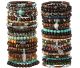 Collection of 42 different beaded bracelets with stone and other natural materials, Ibiza style.