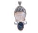 925/000 silver pendant with Pearl head Aquamarines and Titanium aura 