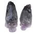 Amethyst Kristall mit Ober- und Unterseite eingravierter Schädel