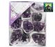 Mini coffret assortiment de 10 à 12 amas d'améthystes. 95 x 80 x 40 mm.