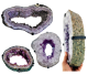 Amethyst mirrors in beautiful wrought iron holder with hanging eye (6-12 kg each)