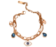 Rose Gold colored bracelet of the evil eye with faceted stones.