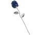 An engraved gemstone rose of blue aventurine, mounted on a silver-colored stem, 150 mm long.
