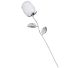 An engraved gemstone rose made of rock crystal, mounted on a silver-colored stem, 150 mm long.