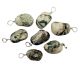 Drilled pendants made of tree agate from India with drilled silver pin & hanging eye.