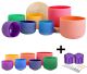 Set of 7 colored Crystal Chakra singing bowls 6-12 inches with free bag, beaters and O-Rings.
