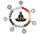 Bracelet avec 7 pierres de chakra avec 7 pendentifs symboles correspondants.