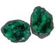 Dioptase grüne (farbige) Quarz-Geode, die im Innenraum äußerst dekorativ ist.