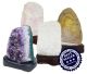 Gemstone lamps in rose quartz, rock crystal, amethyst and agate incl. Electricity and light. 