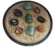 Wooden Flower of life shelf with including set of tumbled stones.