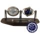 Lapis and gemstone globe with clock and pen holder & real stainless steel with chrome.