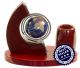 Lapis gemstone globe combined with chrome accents and rosewood.