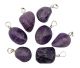 Drilled pendants of Amethyst from Brazil with drilled silver pin & hanging eye.