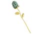 An engraved gemstone rose made of Quinghai jade, mounted on a gold-tone stem, 150 mm long.