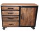 Cabinet made in old industrial style with 3 drawers and door, beautiful as a shop interior. 120x40x90cm.