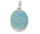 Larimar pendant (in very nice color) in free form with India silver border.