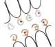 Moon symbol pendants with gemstone bead and silver colored chain.
