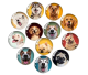 Magnets with dome for e.g. the refrigerator, with images of animals including dogs.