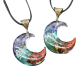 Moon pendant with 7 types of gemstone chips, 56 mm high.