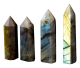 Hand-cut Labradorite points of 4-5 cm in height.