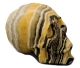 Skull met de hand gemaakt van Zebra Calciet met Onyx uit het zuiden van Mexico.