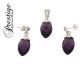 925/000 jewelry set (pendant & earrings) with faceted Amethyst.