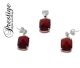 925/000 silver jewelry set (pendant & earrings) with ruby