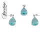 Ensemble Aquamarine en argent 925/000 (pendentif et boucles d'oreilles) de notre marque Prestige.