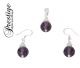925/000 silver jewelry set with Amethyst (pendant & earrings) and pearl.