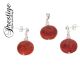 925/000 silver Bamboo coral jewelry set (pendants & earrings) and pearl.