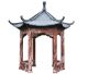Pagoda from Japan made of Red Jasper with roof from Black Jade (300 cm diameter)