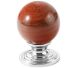 Red jasper furniture knob for doors or drawers, with a 25 mm gemstone sphere.