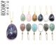 Gemstone facet cut pendant on chain. In no less than 12 gemstone types.