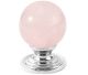 Rozenkwarts meubelknop voor deur of lade, bevat 25 mm edelstenen bol.