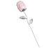 An engraved pink opal gemstone rose, mounted on a silver-colored stem, 150 mm long.