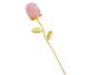 Rose quartz, an engraved gemstone rose, mounted on a gold-colored stem, length 150 mm.