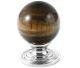 Tiger's eye furniture knob for doors or drawers, with a 25 mm gemstone ball.