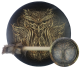 Modèle de tambour à main hibou avec poignée unique Tree-of-Life, y compris bâton (divers motifs)