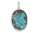 Turquoise pendant (Indian turquoise) in free form with India silver border.