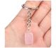 Gemstone keyrings in Madagascan Rose Quartz. 20-25mm in size.