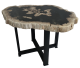 Versteinertes Palmenholz, Tisch auf 4 Beinen aus Indonesien, Gestell schwarz oder verchromt.