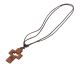 Religious Cross Pendant with peace dove out of wood on leather cord