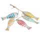 Bunch of wooden fish with string