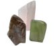 Free form Manganocalcite, Jade and Ruby in parent rock.
