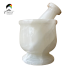 White Onyx mortar with mortar stick 9 cm made in Pakistan.