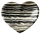 Zebra Calcite bowl in the shape of a heart.