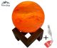 Lampe au Sel de l'Himalaya modèle Earth version 2 en sel orange sur un beau socle en bois. 15x15x13,75cm